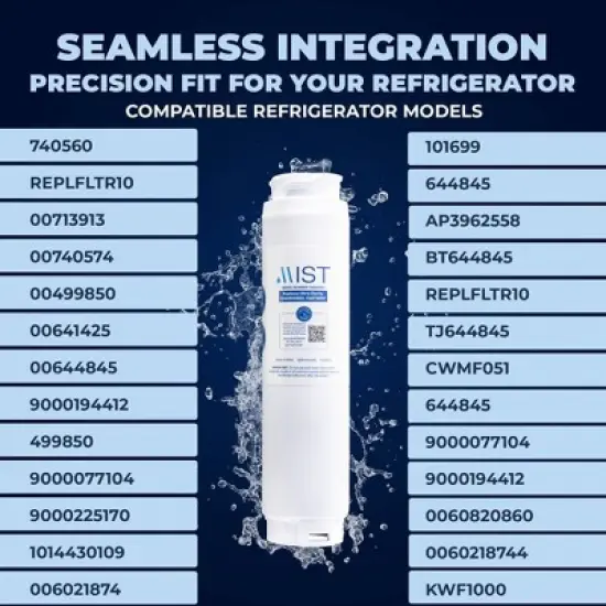 Mist 644845 Ultra Clarity Compatible with 9000077104, 9000194412, Miele KWF1000 Refrigerator Water Filter (2pk) image {3}