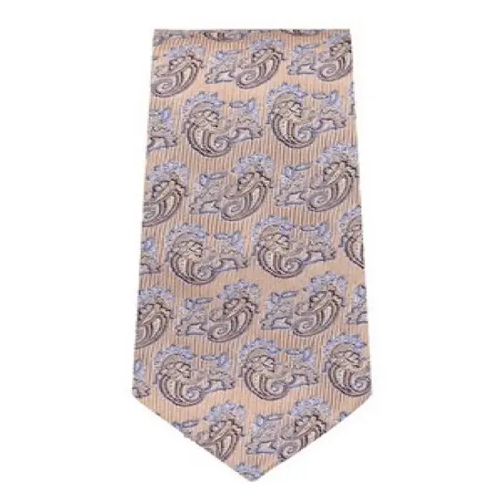 TheDapperTie Men's Beige And Lavender Paisley Necktie with Hanky image {1}