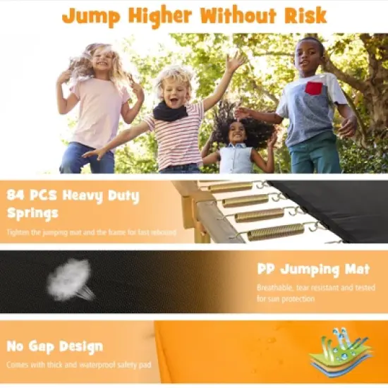 Safstar 8x14FT Rectangular Recreational Trampoline W/Safety Enclosure Net Ladder Outdoor image {4}