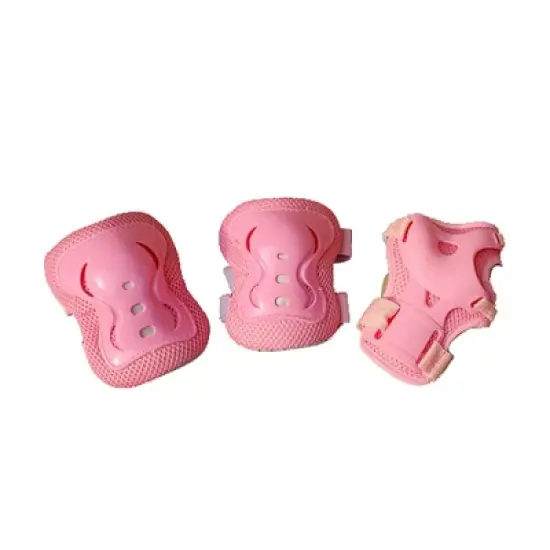 Unique Bargains Cycling Roller Skating Plastic Wrist Elbow Knee Support Brace 6 in 1 Set Protective Pads Pink White 4.9" x 3.9" image {6}