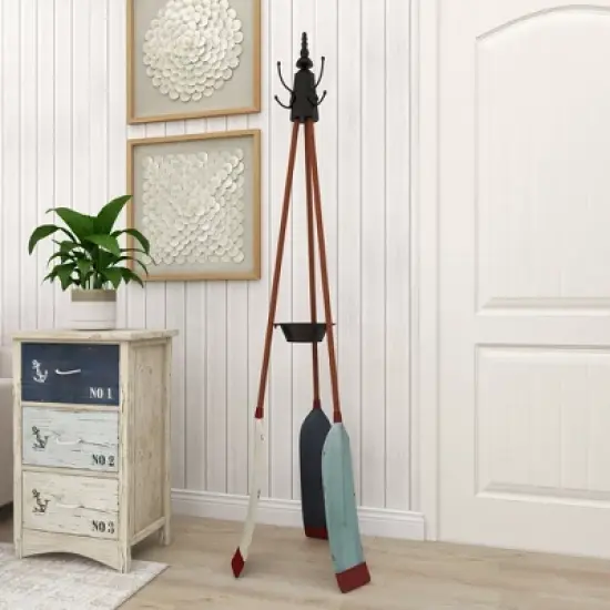 Metal Nautical Style Coat Rack Tripod Base - Olivia & May image {8}