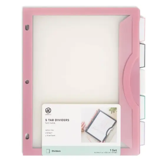 U Brands 5pk Tabbed Dividers Single Pocket Clear View image {3}