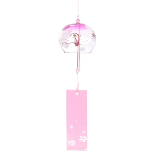 Unique Bargains Glass Outdoor Handmade Style Wind Chimes Gradient Pink 1 Pack image {6}