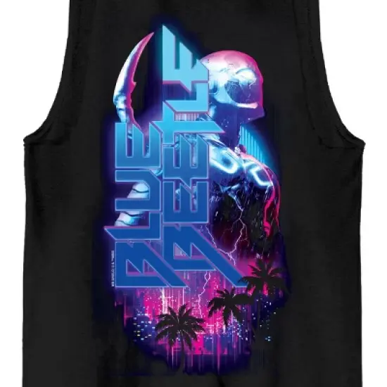 Blue Beetle Hero & Logo Crew Neck Sleeveless Black Men's Tank Top-Small image {1}