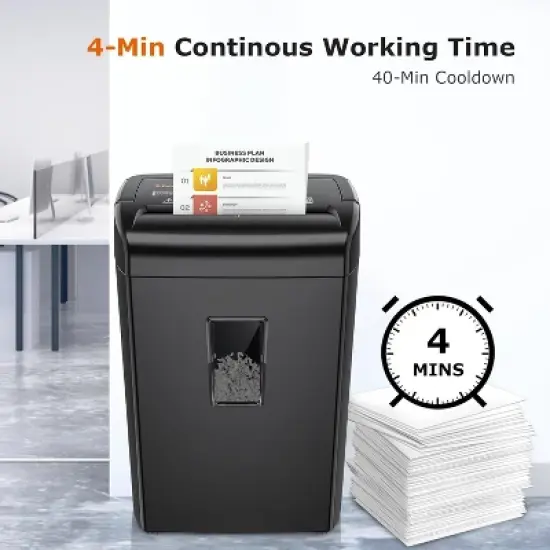 Bonsaii 10-Sheet Cross Cut Paper Shredder, 5.5 Gal Wastebasket with Transparent Window, P4 Security Level image {3}