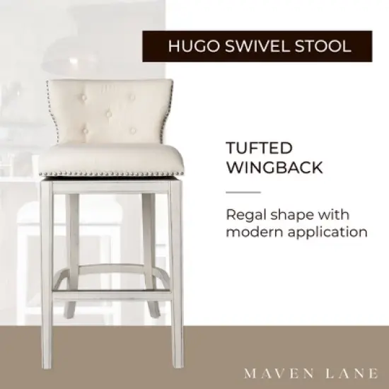 Maven Lane Hugo Tufted Swivel Kitchen Stool image {2}