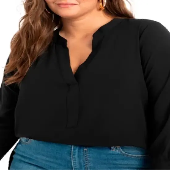 ELOQUII Women&rsquo;s Plus Size Mandarin Collar Tunic image {4}