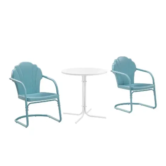 Tulip 3pc Outdoor Bistro Set with Table & 2 Chairs - Blue - Crosley image {5}