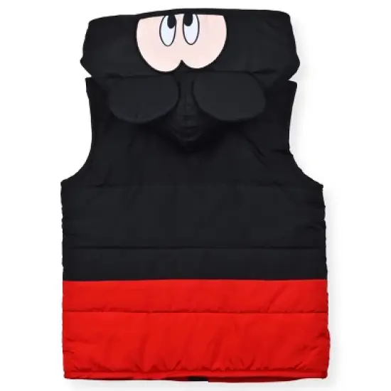 Disney Boy's 3-Pack Mickey Mouse Long Sleeve Graphic Tee, 3D Ear Hooded Vest and Drawstring Jogger Pant Set for toddler image {4}