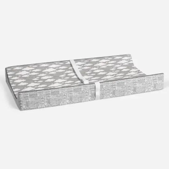 Bacati - Clouds in the City Gray Clouds Quilted Changing Pad Cover image {3}