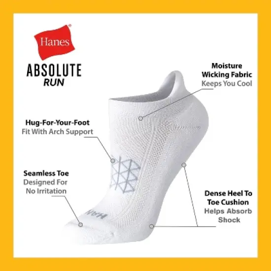 Hanes Women's Absolute Active Run Heel Shield 3pk No Show Socks - 5-9 image {4}