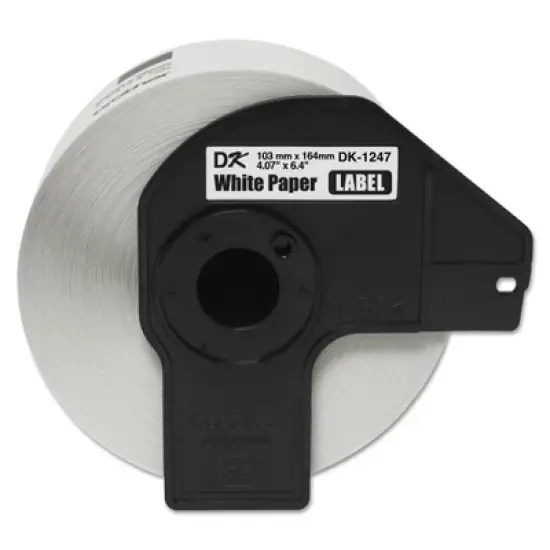 Brother DK1247 Label Tape 4.07" x 6.4" Black on White 180/Roll image {4}
