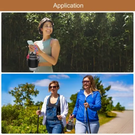 Unique Bargains PU Leather Portable Multicolored Strap Sports Water Bottle Carrier Holder 6.3" x 3" image {4}