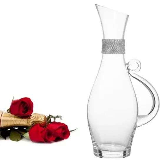 Berkware Elegant Large Wine Decanter with Dazzling Rhinestone Design - 40oz image {7}