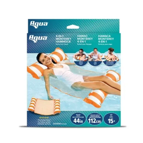 Aqua Leisure 4-in-1 Monterey Hammock Water Floats and Inflatables - Orange image {8}