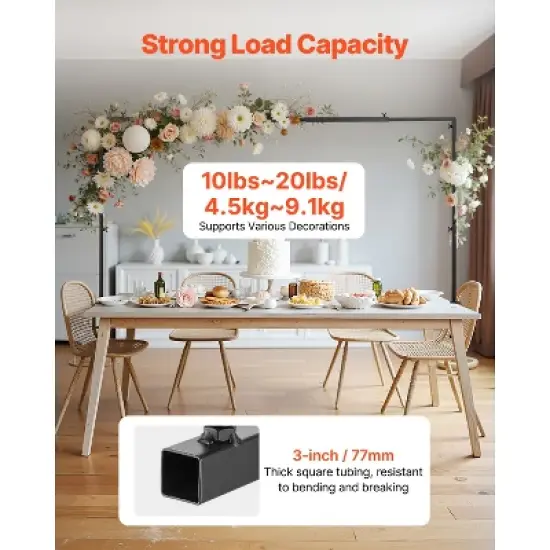 VEVOR Over The Table Rod Stand with Clamps, 13"-42" Tall & 28"-98" Length Adjustable, Metal Table Arch Stand, Tabletop Balloon Arch Frame, Black image {2}