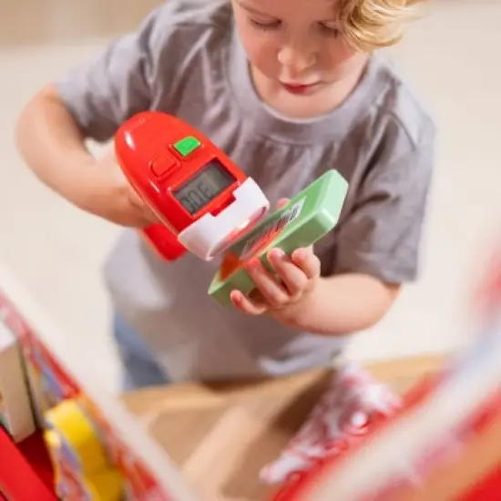 Melissa & Doug Wooden Scan It! Shop Mart Play Set With Electronic Scanner And Wooden Play Food To Scan: Toy Kitchen with Creative Accessories image {7}