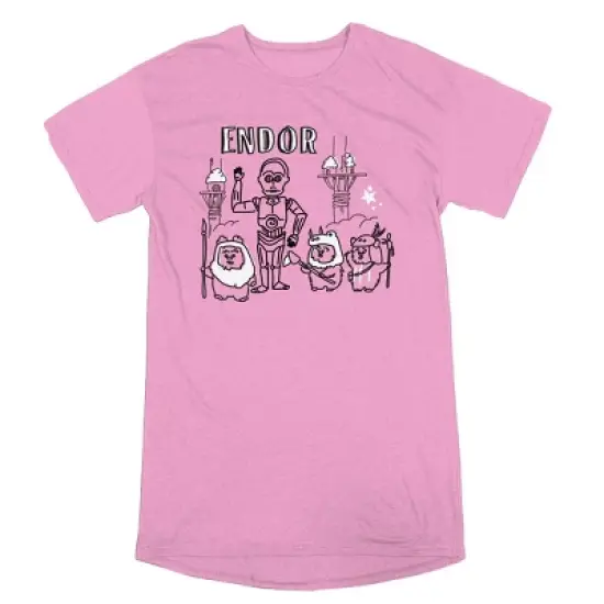 Return of the Jedi Ewoks of Endor Women's Pink Sleep Shirt image {2}