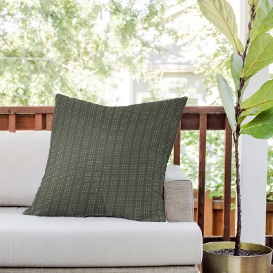 26"x26" Deny Designs Little Arrow Design Co Vert Triple Dash Olive Square Outdoor Throw Pillow Green image {2}