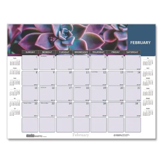 House of Doolittle Recycled Succulent and Cacti Desk Pad Calendar 12-Month January 2026 to December 2026 Multicolor Sheets Black Corners 17 x 22 image {2}