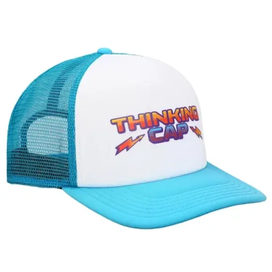 Stranger Things Netflix Series Blue & White Thinking Hat Trucker Hat image {2}