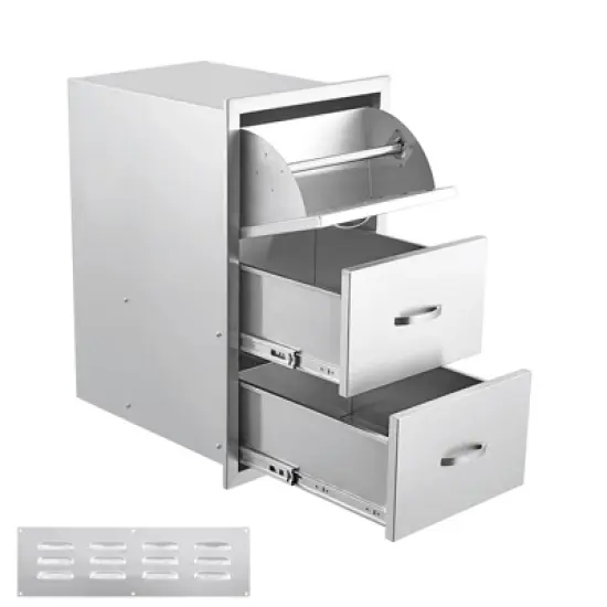 Outdoor Kitchen Drawers, Stainless Steel BBQ Drawer with Divider - Built-in Flush Mount for BBQ Islands image {9}