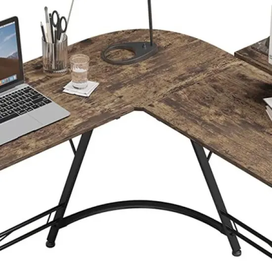 Somdot L Shaped Desk Corner Gaming and Computer Desk for Multiple Screens/Monitors, for Home, Office, College, and Dorm, Easy Assembly, Brown Wood image {2}