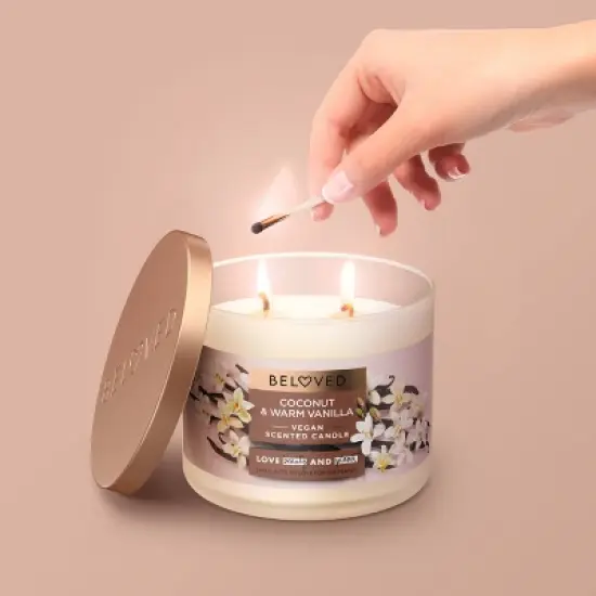 Beloved Coconut & Warm Vanilla 2-Wick Vegan Candle - 11.5oz image {3}