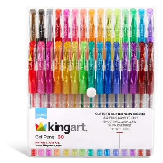 KINGART Gel Pens, Soft Grip, 30 Glitter Colors image {9}