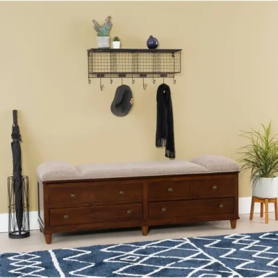 Mason Upholstered Storage Entryway Bench Chestnut - Powell Company image {10}