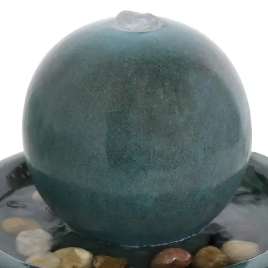 Sunnydaze Indoor Home Decorative Smooth Glazed Ceramic Orb Tabletop Water Fountain Feature - 7" - Green image {2}