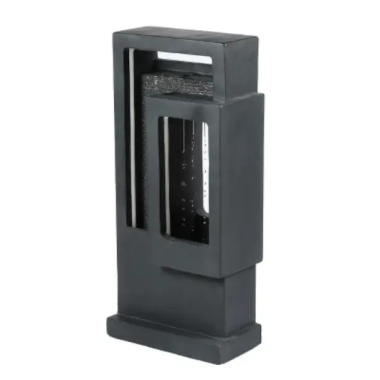 LuxenHome Gray Resin Column Outdoor Fountain with LED Light image {2}