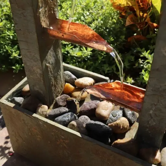 Zigzag Zen 47 3/4" High Large Modern Outdoor Decor Slate and Copper Floor Fountain Cascading Outside Garden Patio Yard Backyard image {7}