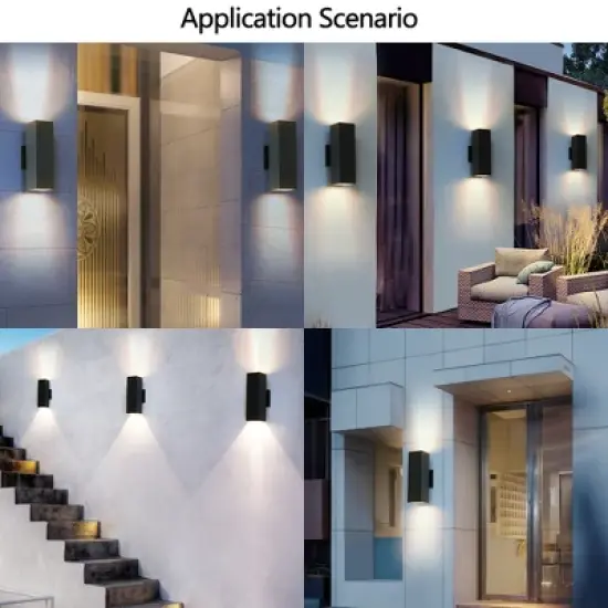 Gulches Outdoor Wall Lights - 2-Pack Modern Up and Down Black Sconce for Porch and Patio image {5}