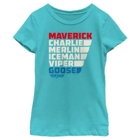 Girl's Top Gun Character Name Stack T-Shirt image {3}