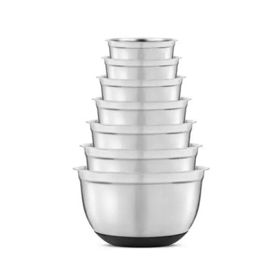 JoyJolt Stainless Steel Mixing Bowls with Silicone Base & Lids - Set of 7 - Silver/Black image {6}