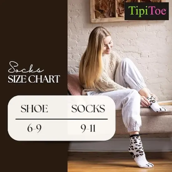 Tipi Toe Women's 3 Pairs Cozy Microfiber Anti-Skid Soft Leopard Solid Stripes Patterned Fuzzy Crew Socks image {1}