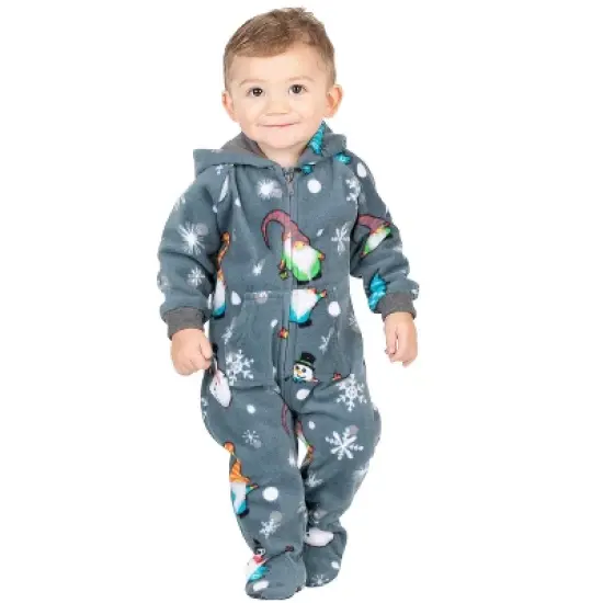 Footed Pajamas - Merry Gnomes Infant Hoodie Fleece Onesie image {2}