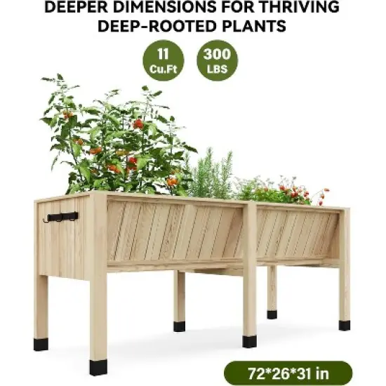 TROPOW Raised Garden Bed with Legs, Elevated Wooden Planter Box image {5}