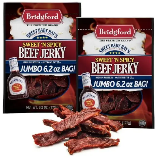 Bridgford Sweet Baby Ray&rsquo;s Beef Jerky Sweet N Spicy 6.2 oz - Ready-to-Eat High Protein Sweetened Spicy Beef Jerky for On-the-Go Snacking image {8}
