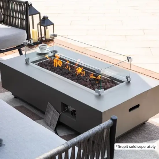 Sol Living Fire Pit Table Tempered Glass Heavy Duty Firepit Accessory Wind Screen, Clear image {2}