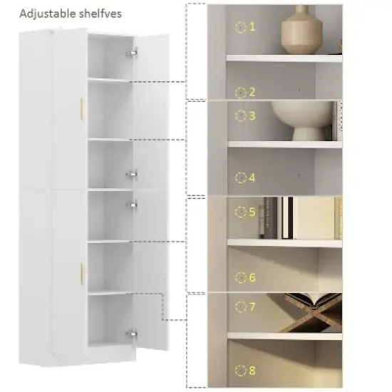 Famapy White 6-Shelf Multi-Space Storage Cabinet Tall Shelf Adjustable Compartments image {10}