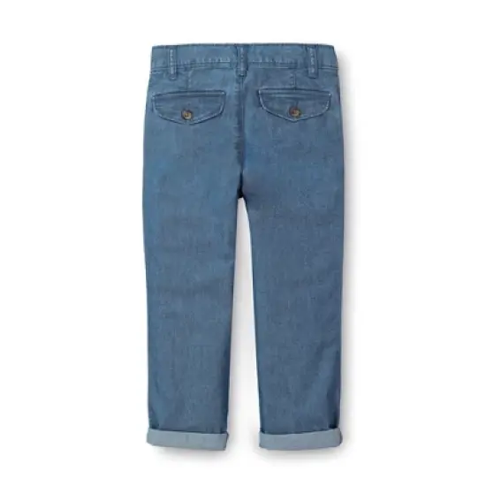 Hope & Henry Boys' Chambray Rolled Cuff Pant With Drawstring, Infant image {3}