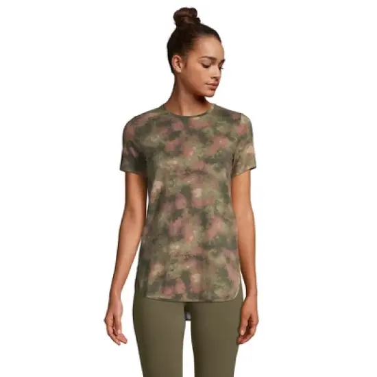 Lands' End Women's Moisture Wicking UPF Sun Short Sleeve Curved Hem Tunic Top-Print image {9}