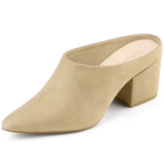 Allegra K Women's Pointed Toe Slip on Block Heel Slide Mules image {6}