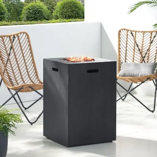 19.5 Inch Square Outdoor Fire Column with 30,000 BTU and Built In Propane Tank image {1}