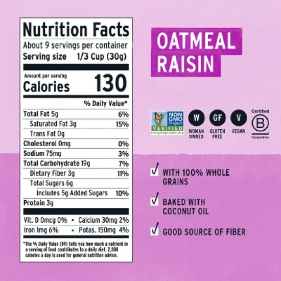 Purely Elizabeth Oatmeal Raisin Cookie Granola - 9oz image {1}