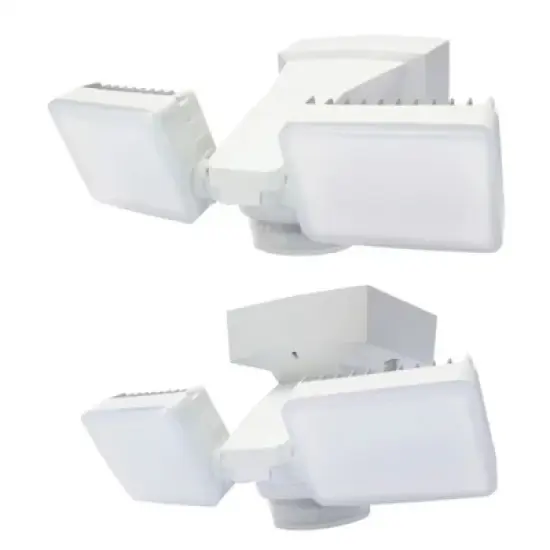 IQ America Motion Security Flood Light, 2100 Lumen LED, Wall/Eave/Soffit Mount for Shed, Storage, Attic, Workshop, Garage, White image {1}