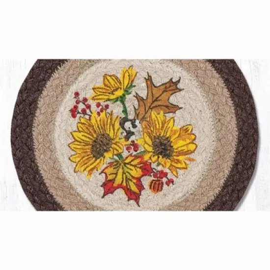 Earth Rugs Decorative Autumn Sunflower Printed Round Trivet 10" Farmhouse Kitchen Accent image {1}