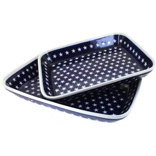 Blue Rose Polish Pottery 3700 Zaklady Rectangular Baker Set image {6}